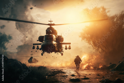 Fotografia, Obraz Concept art illustration of war in Vietnam