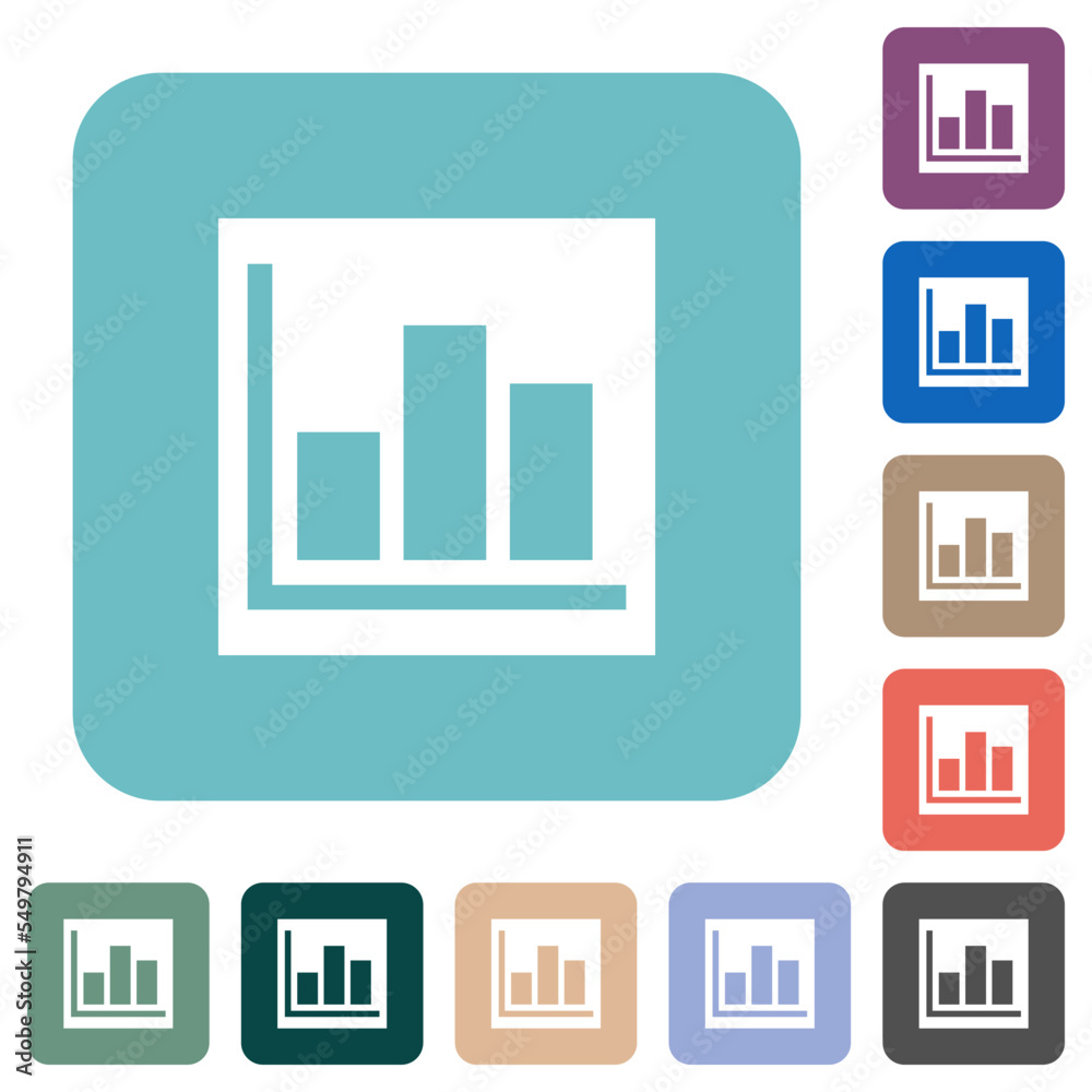 Bar graph statistics solid rounded square flat icons Bar graph statistics solid rounded square flat icons