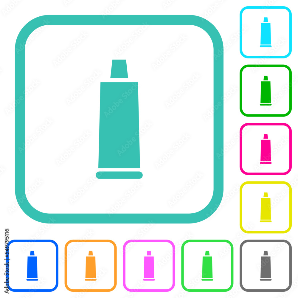 Toothpaste tube vivid colored flat icons Toothpaste tube vivid colored flat icons
