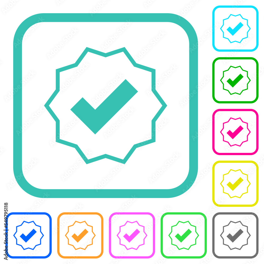 Verified sticker outline vivid colored flat icons Verified sticker outline vivid colored flat icons