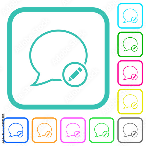 Edit message outline vivid colored flat icons
