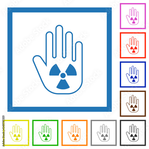 Hand shaped uranium sanction sign outline flat framed icons photo