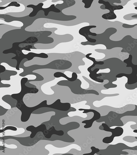  military gray camouflage pattern, seamless gray white background, urban fabric texture.