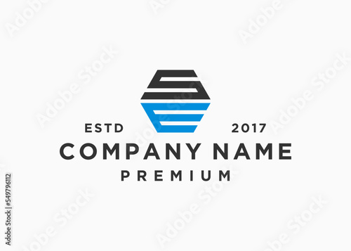 letter se hexagon logo design vector illustration template