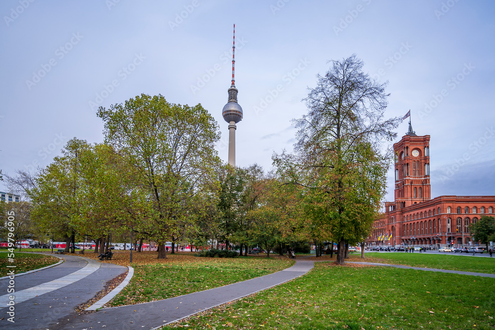 Obraz premium Berlin Television Tower is a television tower in central Berlin, Germany.