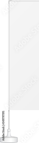 Mockup Outdoor Feather Blade Straight Flag, Shark Fin, Stander Advertising Banner Shield. Illustration Isolated On White Background. Mock Up Template Ready For Your Design. Product Advertising.