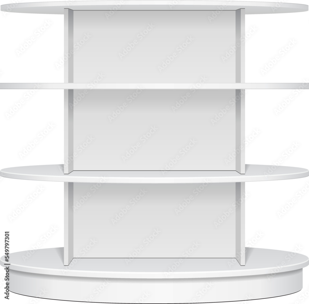 Mockup Display Rack Showcase For Supermarket. Circle, Round, Ellipse Retail Shelves. Front View. Illustration Isolated On White Background Mock Up Template Ready For Your Design. Product Advertising. Mockup Display Rack Showcase For Supermarket. Circle, Round, Ellipse Retail Shelves. Front View. Illustration Isolated On White Background Mock Up Template Ready For Your Design. Product Advertising.
