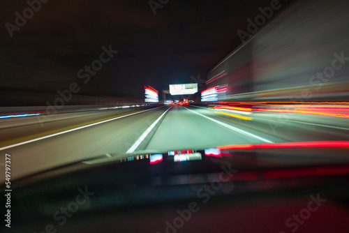 german autobahn night light on speed