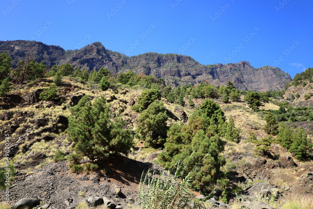 View on the Taburiente Caldera National Park In La Palma
