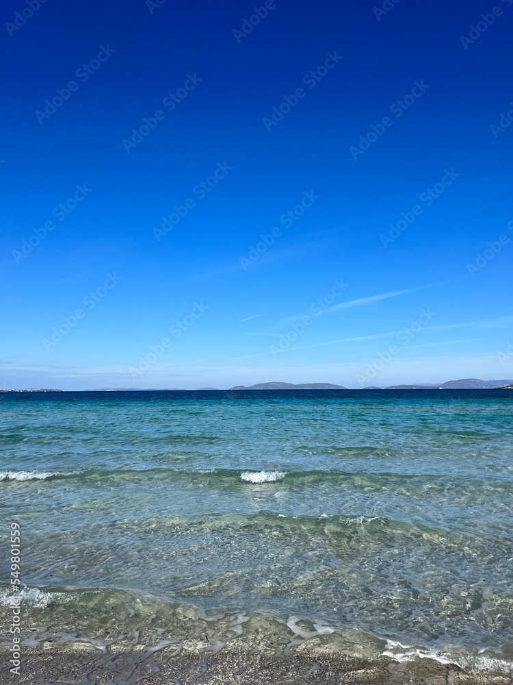 Blue seascape, azure sea surface and blue sea, sea horizon background