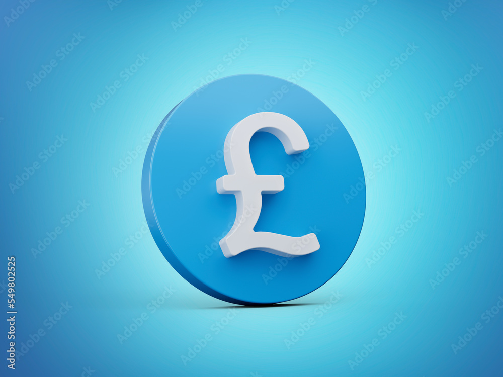 Pound icon blue, isolated on Blue background 3d illustration Pound icon blue, isolated on Blue background 3d illustration
