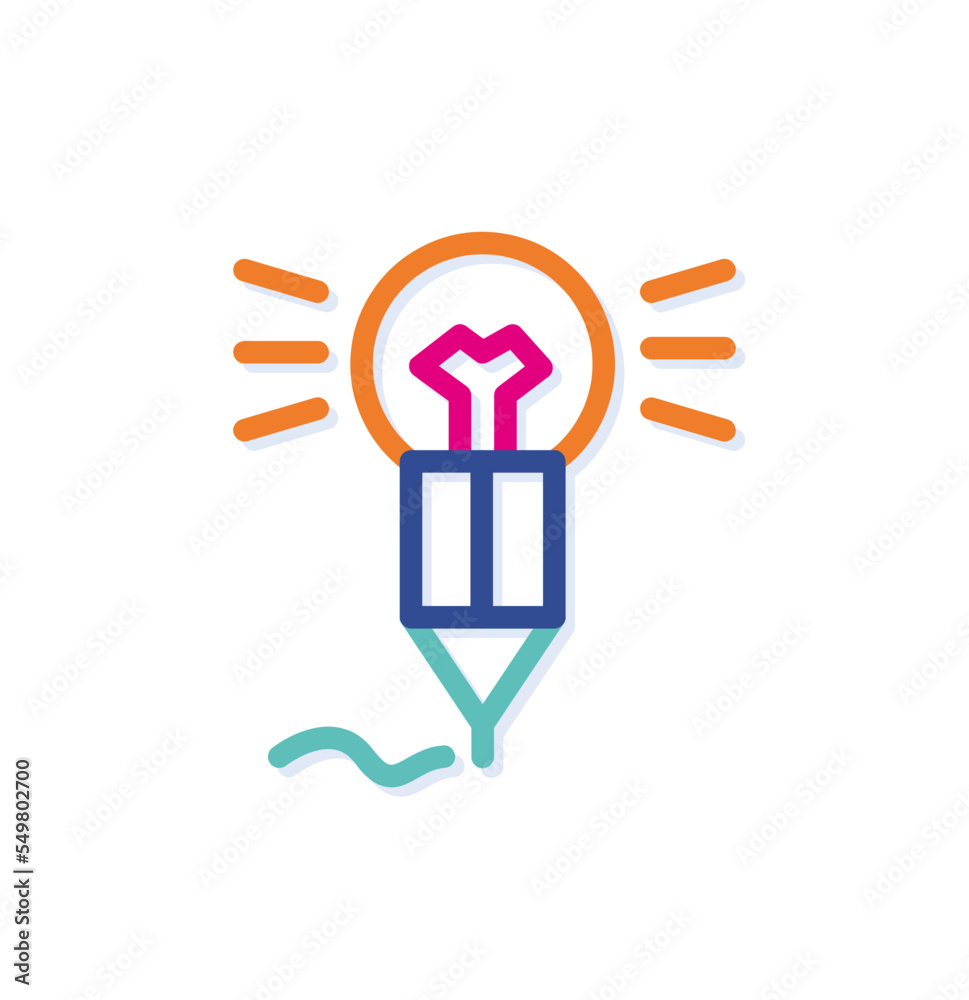 Light bulb idea logo icon on abstract pencil. Creative series. Modern lines with new pop art colors. Bold line clean style template set. Light bulb idea logo icon on abstract pencil. Creative series. Modern lines with new pop art colors. Bold line clean style template set.