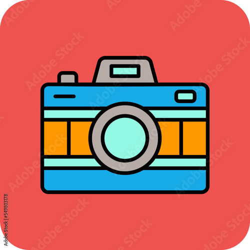 Camera Multicolor Round Corner Filled Line Icon