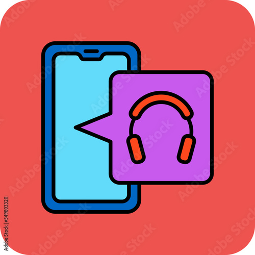 Headphones Multicolor Round Corner Filled Line Icon