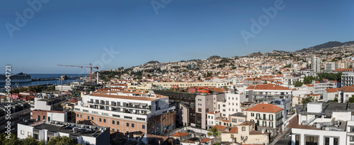 aerial cityscape of historical town, Funchal, Madeira