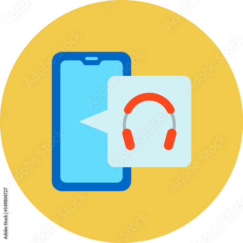 Headphones Multicolor Circle Flat Icon