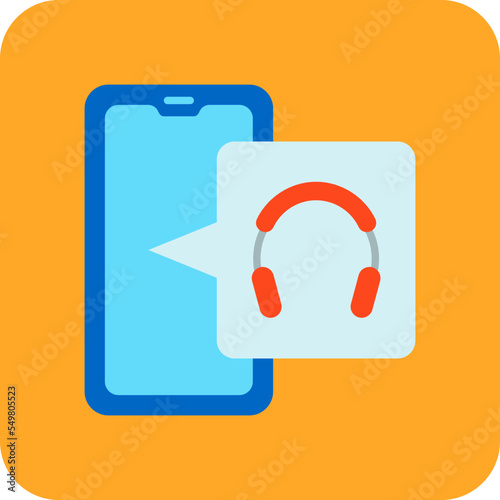 Headphones Multicolor Round Corner Flat Icon