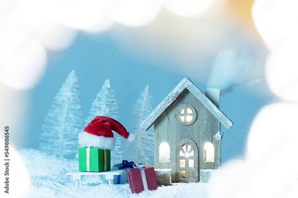 Christmas toy house and gifts