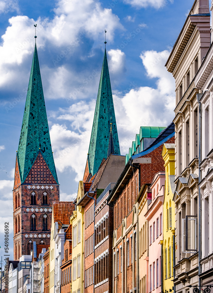 historic buildings at the old town of Lübeck