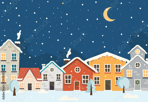 winter home village christmas vector