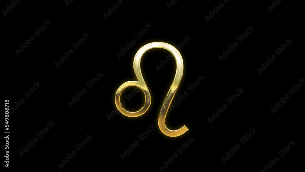 Golden Leo horoscope zodiac symbol sign on black background astrology 3d illustration Golden Leo horoscope zodiac symbol sign on black background astrology 3d illustration