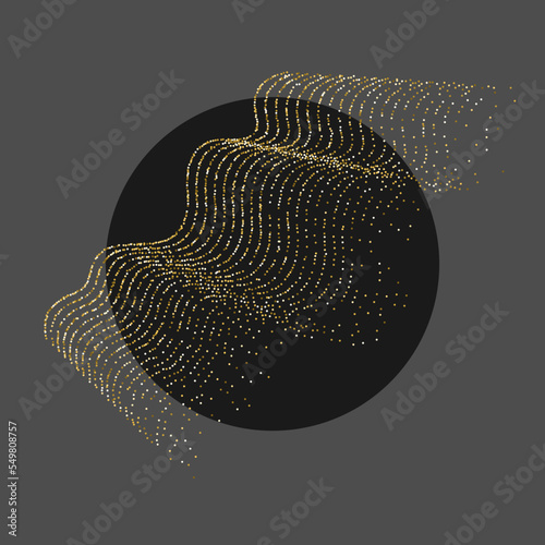 Vector abstract background with dynamic waves, line and particles.