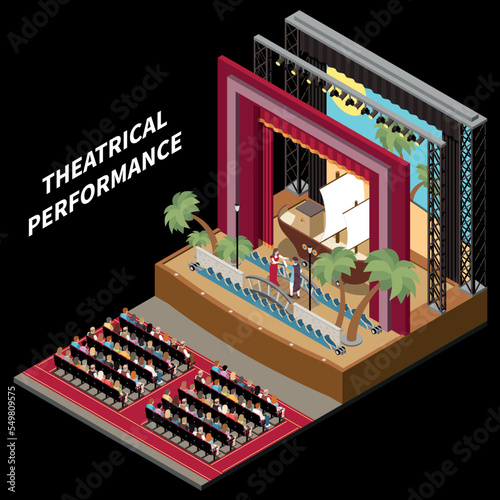 Theatre Interior Stage Isometric