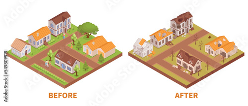Buildings Before And After Catastrophe