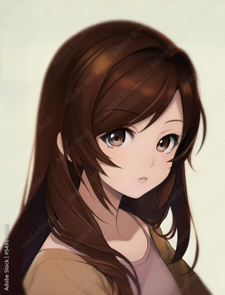 anime girl face close-up. Generative AI Technology Stock Illustration |  Adobe Stock