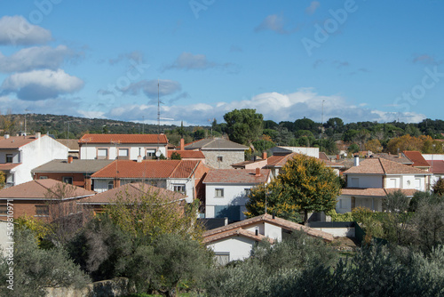 roofs and houses of the town of Colmenar del Arroyo, province of Madrid. Spain