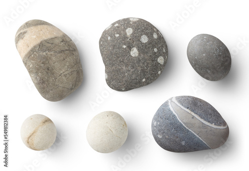 Murais de parede set of six different natural pebbles / stones with interesting patterns and colo