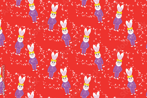 Bunny and snowflakes pattern