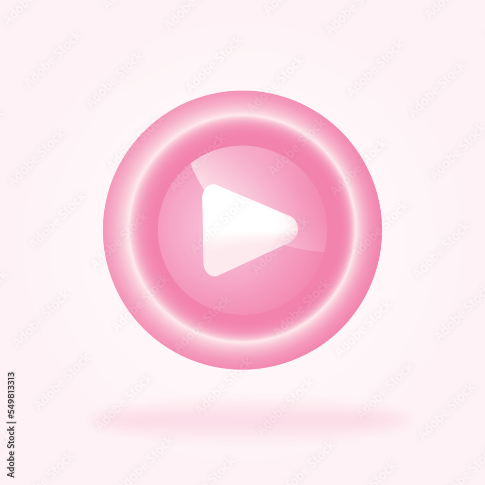 3D Social Media Play Video в Background. 3d red round play button for ...