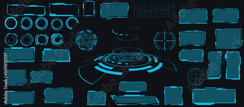 abstract technology futuristic concept hud interface hologram elements of digital data and circle	