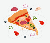 Slice Of Pizza Yummy Meal Illustration Of Junk Food Vector Illustration In Flat Style