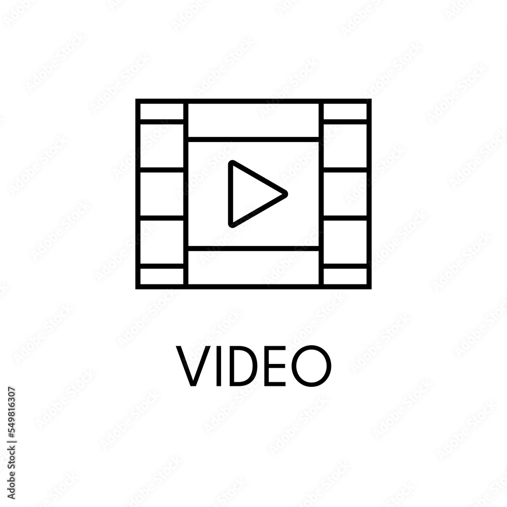 Video thin line icon on white background Video thin line icon on white background