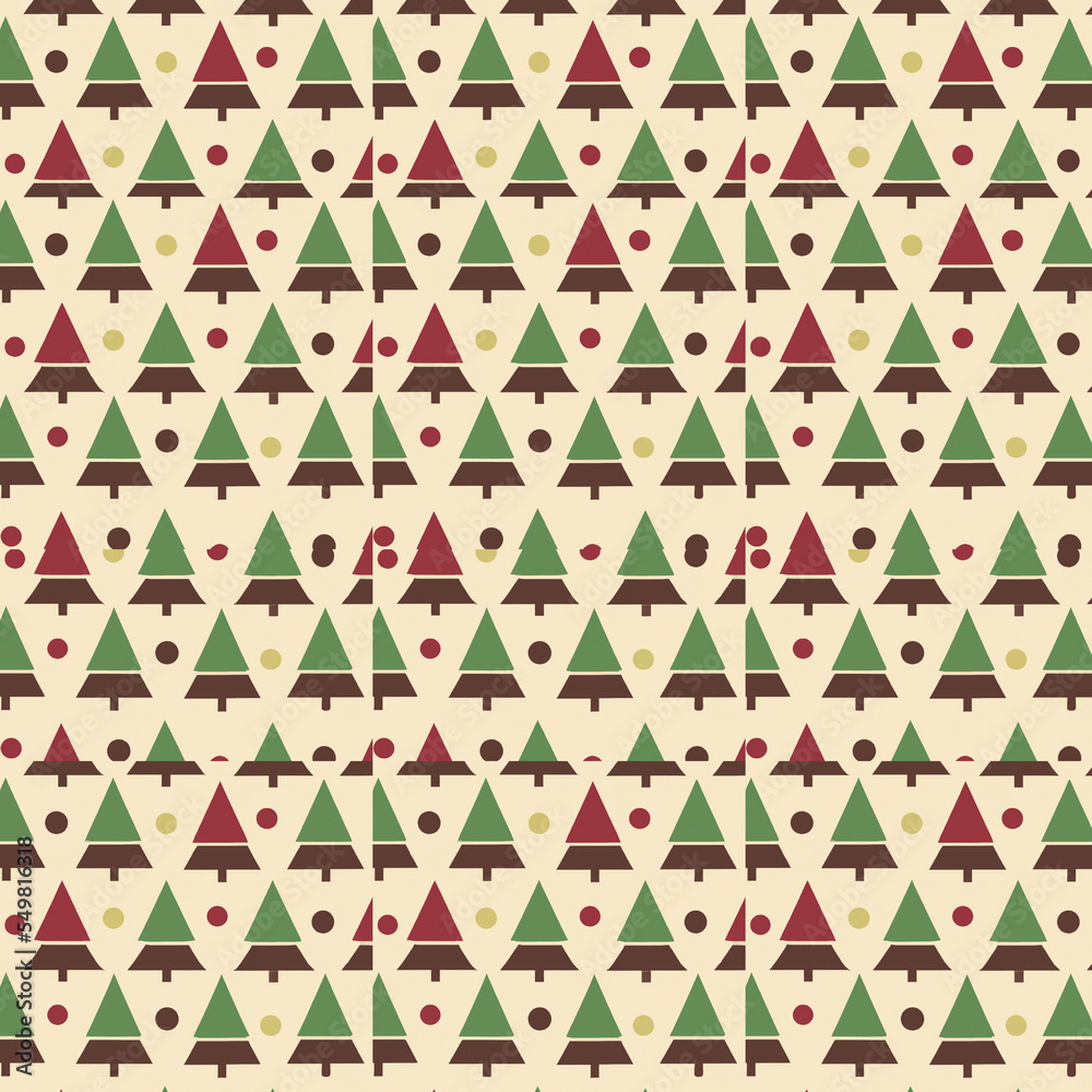 Geometric Christmas tree repeating pattern wrapping paper Geometric Christmas tree repeating pattern wrapping paper