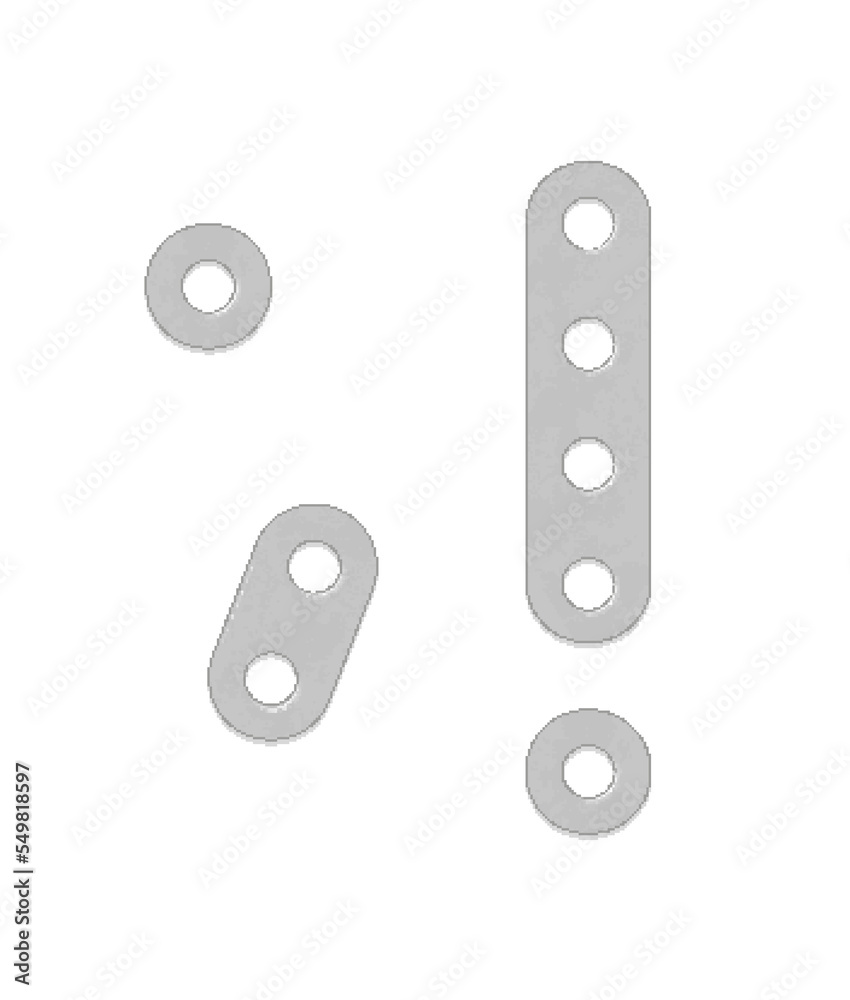 Alphabet from the details of the iron constructor. Period, comma and ...