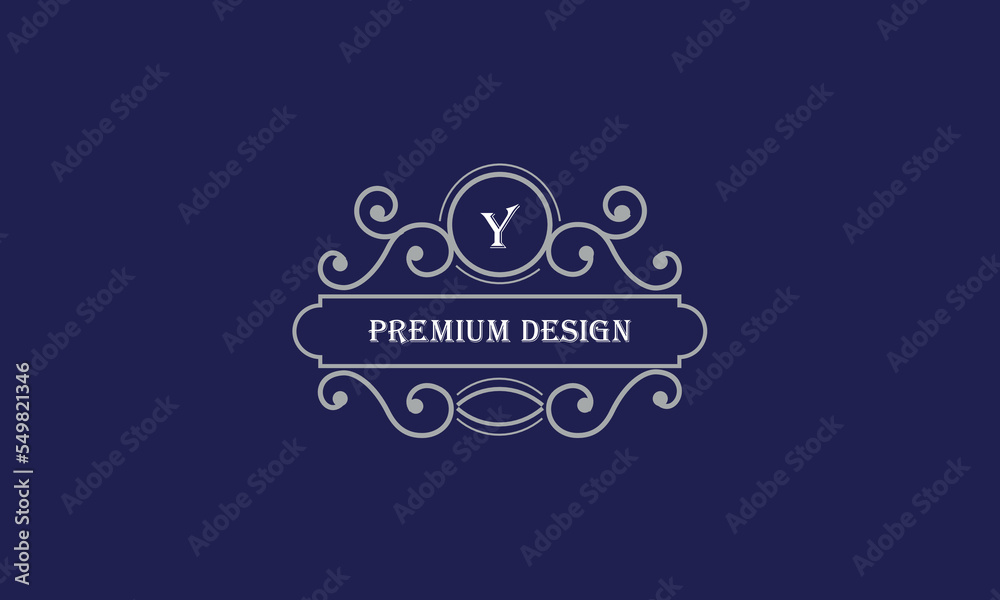 Vector logo design with place for text and initial Y. Elegant monogram for restaurant, clothing brand, heraldry, business