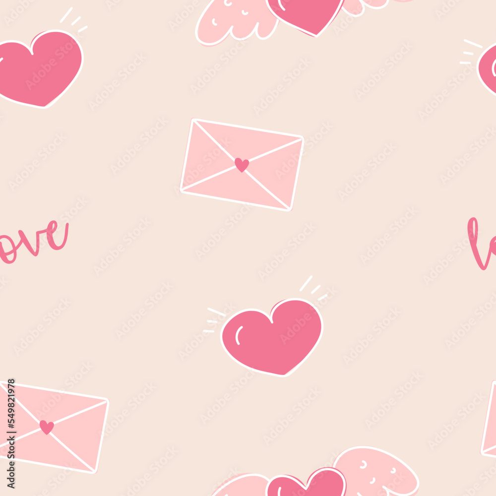 seamless pattern, heart with wings, love, envelope, valentine's day, romantic seamless pattern, heart with wings, love, envelope, valentine's day, romantic