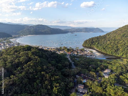 beautiful fishermen's beach formed in a bay in the mountains, Pereque, Guarujá, Brazil © Rodrigo