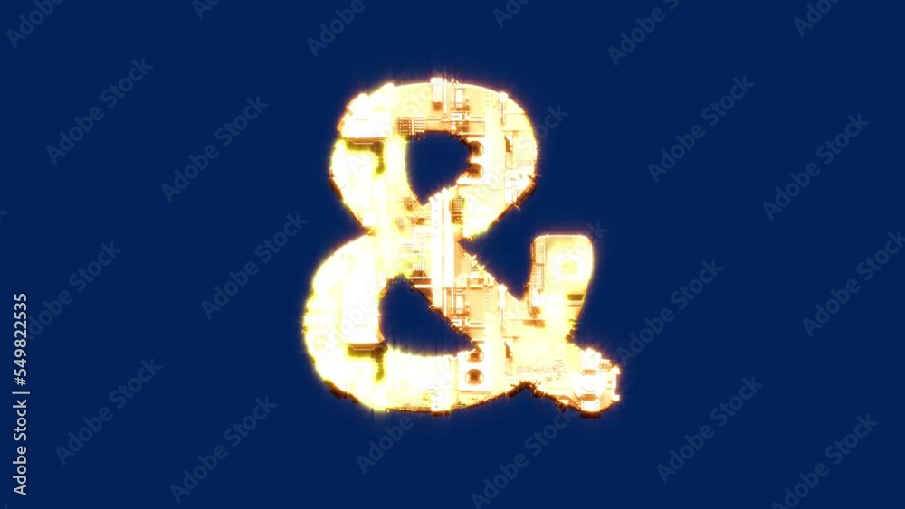 ampersand - lighting technological cybernetic gold - yellow font, isolated - loop video ampersand - lighting technological cybernetic gold - yellow font, isolated - loop video