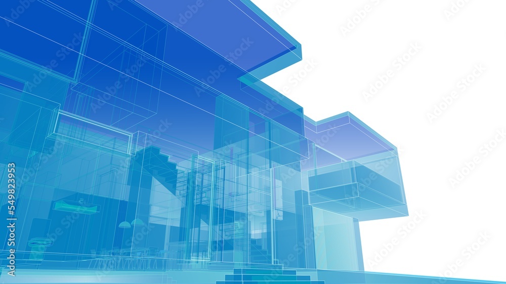 Fototapeta premium house building sketch architecture 3d illustration