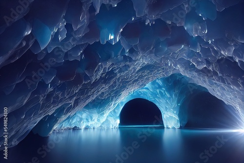 A magnificent and ancient Blue ice cave