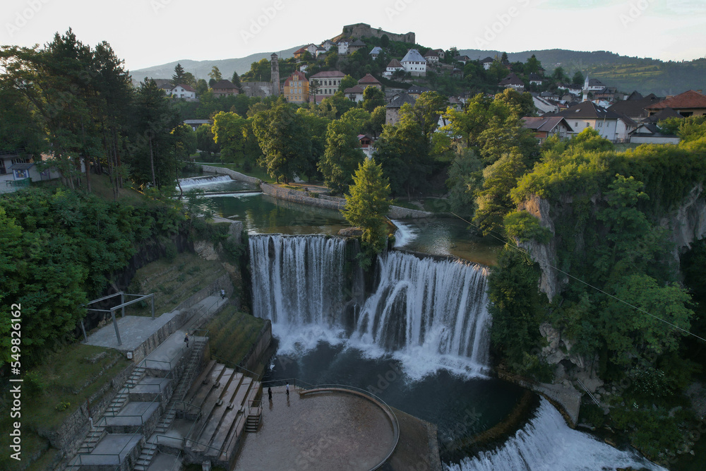 Historical Jajce town in Bosnia and Herzegovina, famous for the spectacular Pliva waterfall