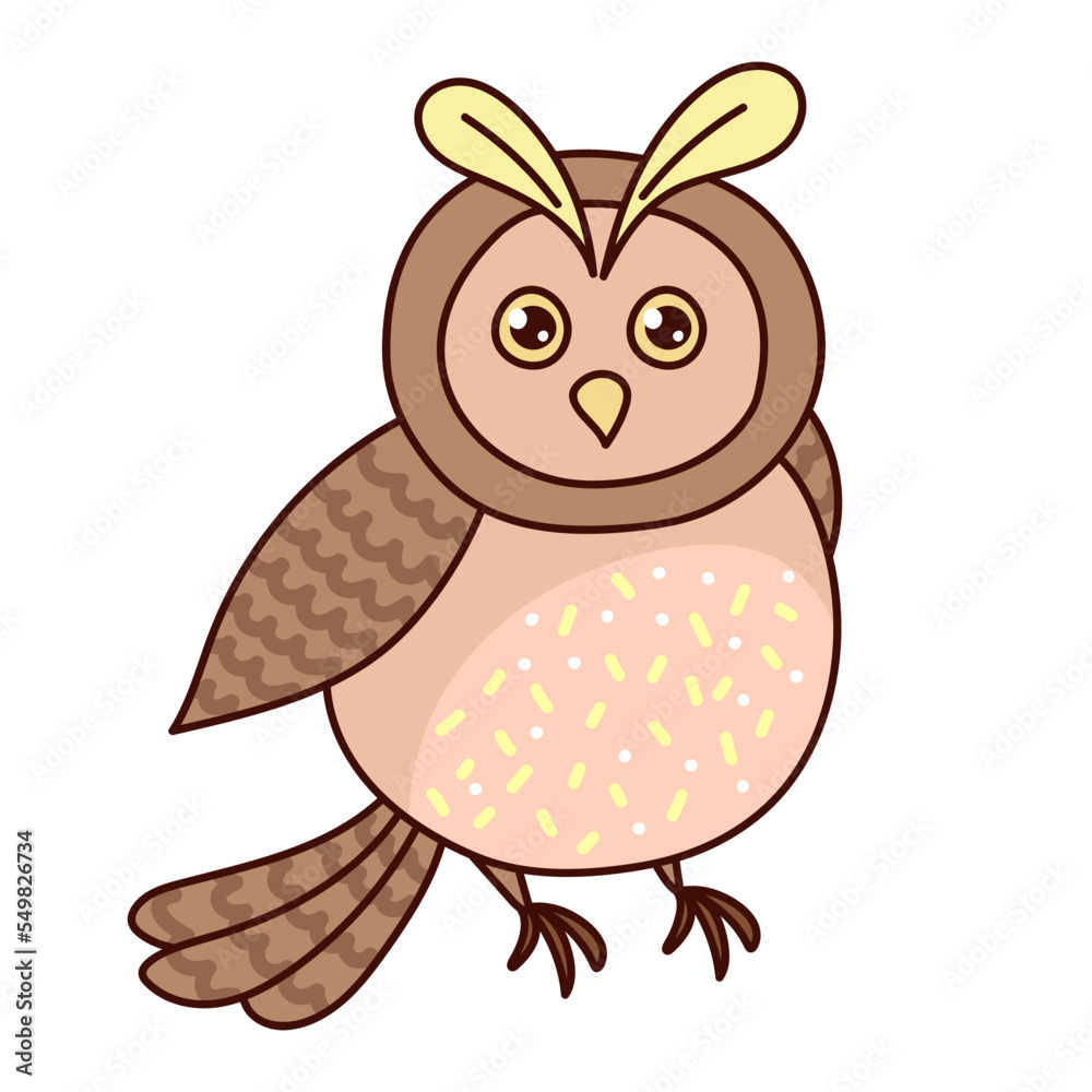 Cute funny owl. Hand drawn vector illustration on white background. Cute funny owl. Hand drawn vector illustration on white background.