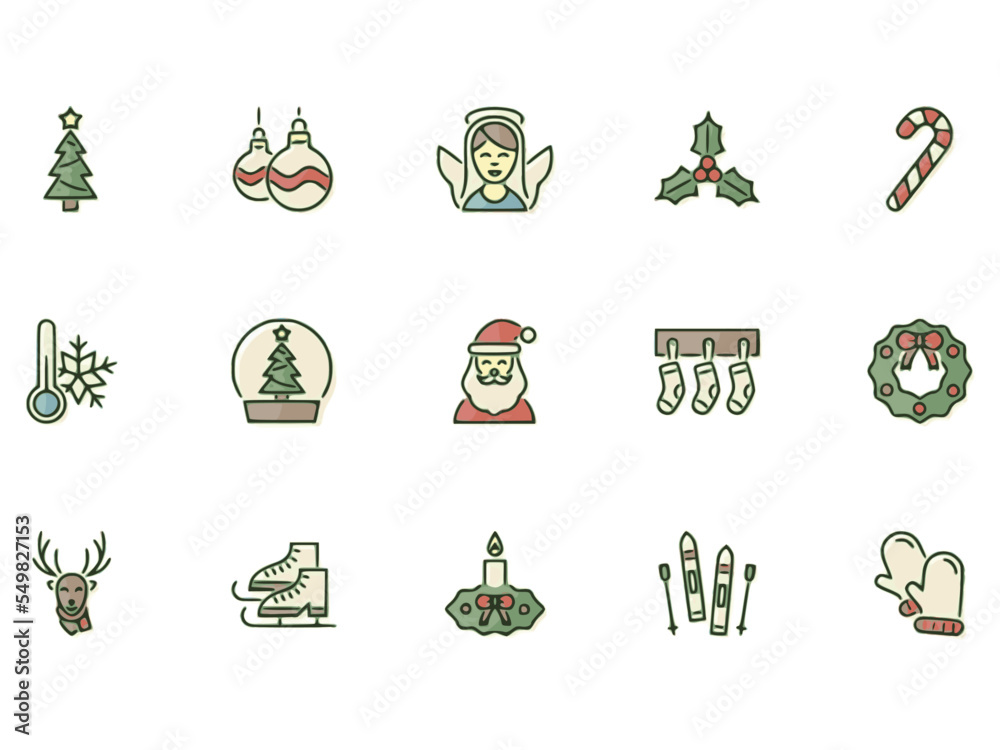 Christmas Icons stickers logo illustrations