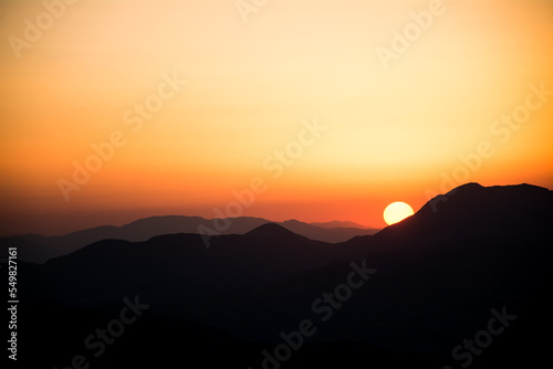 sunrise with mountains
