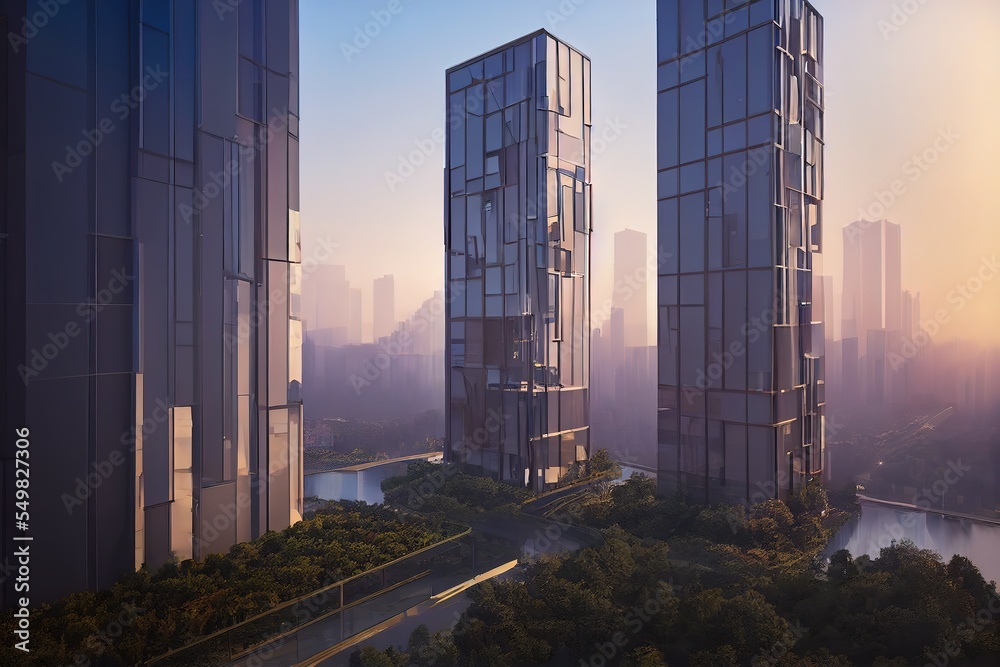 futuristic apartment building architecture in USA