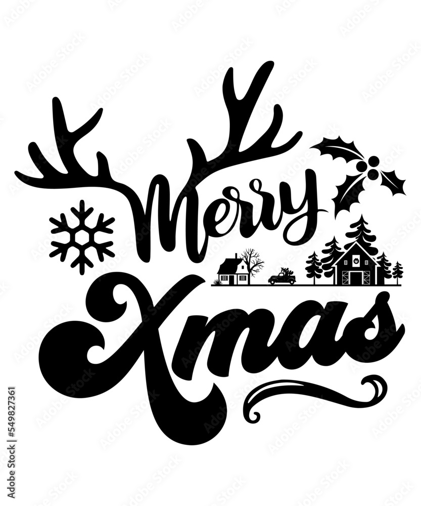 Naklejka premium Merry Xmas T-shirt design